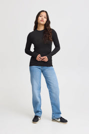 Langarm Shirt Slim Fit braun & schwarz - Blossom Hair & Fashion