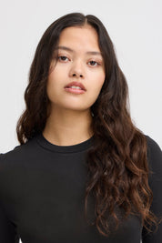 Langarm Shirt Slim Fit braun & schwarz - Blossom Hair & Fashion