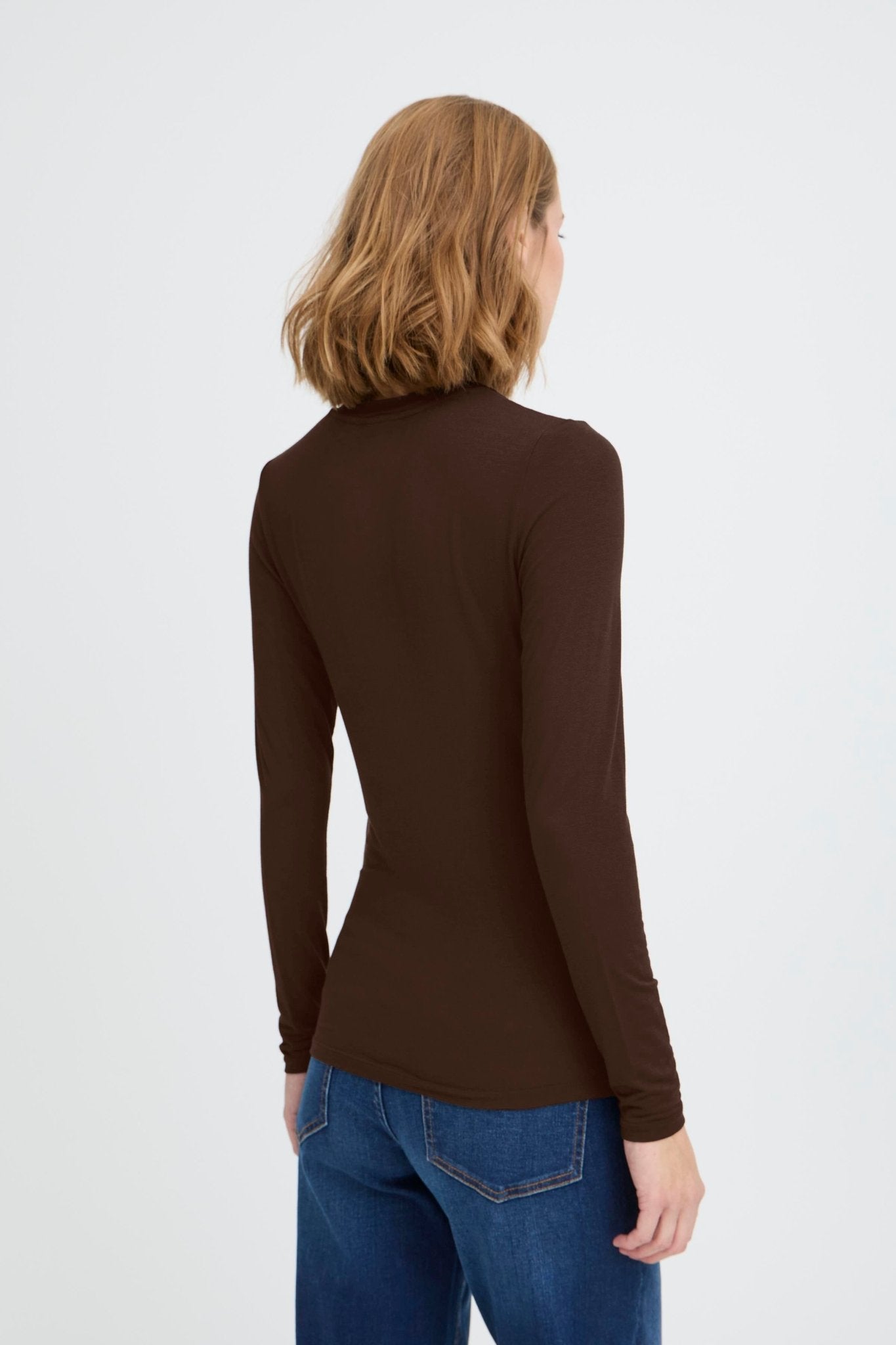 Langarm Shirt Slim Fit braun & schwarz - Blossom Hair & Fashion