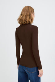 Langarm Shirt Slim Fit braun & schwarz - Blossom Hair & Fashion