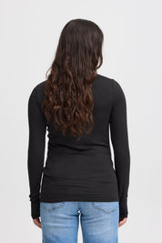 Langarm Shirt Slim Fit braun & schwarz - Blossom Hair & Fashion