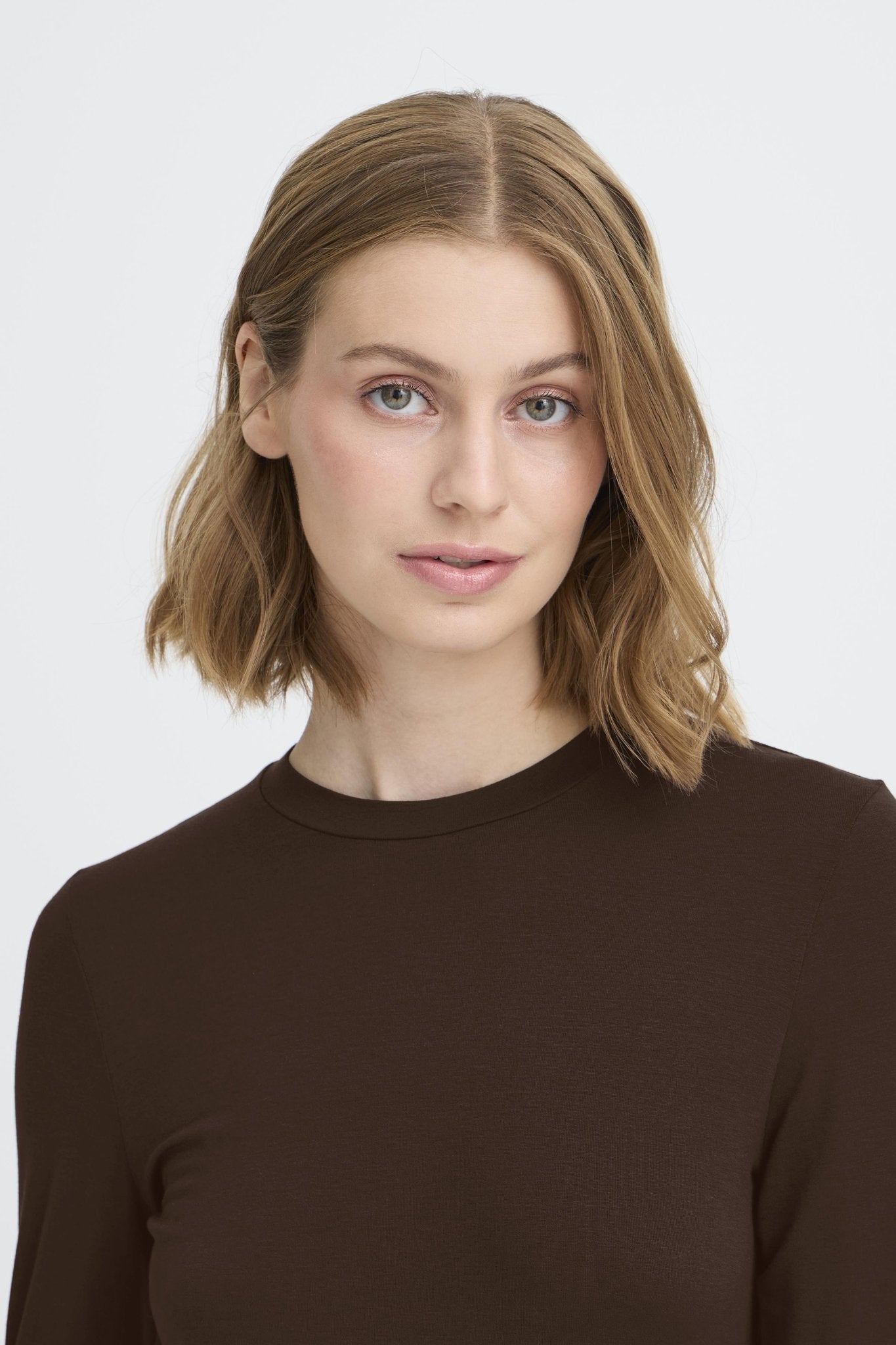 Langarm Shirt Slim Fit braun & schwarz - Blossom Hair & Fashion