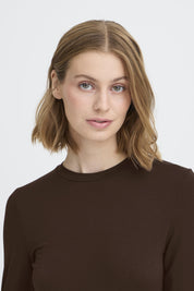 Langarm Shirt Slim Fit braun & schwarz - Blossom Hair & Fashion