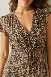 Leo Maxikleid mit V - Ausschnitt und Taillierung - Blossom Hair & Fashion