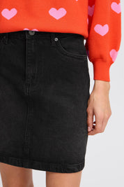 Schwarzer Jeansrock in A - Linie - Blossom Hair & Fashion