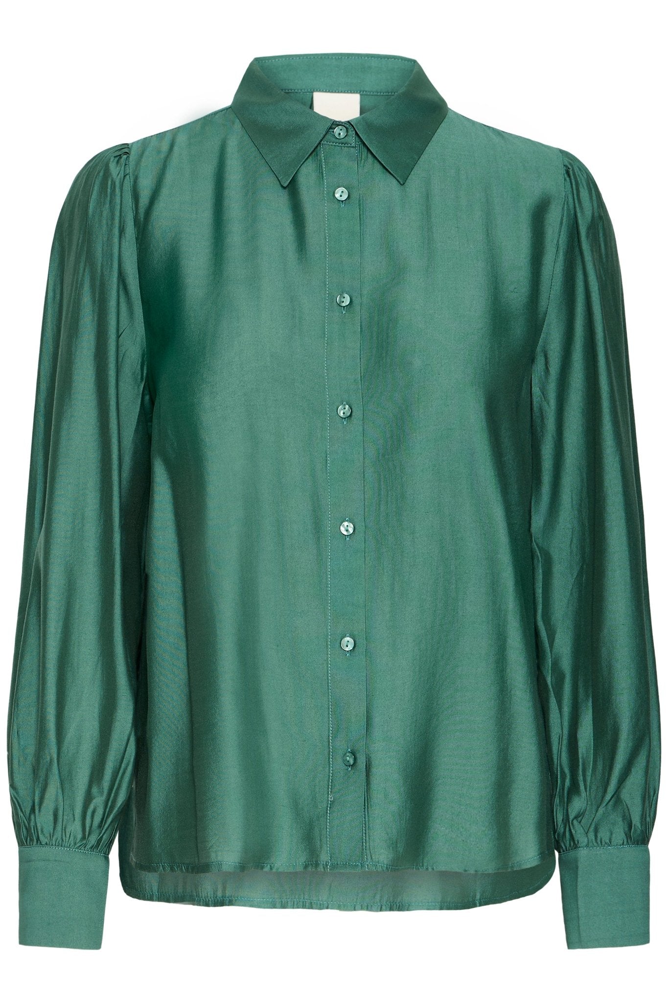 Shirt langarm Satinoptik smaragdgrün - Blossom Hair & Fashion