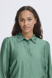 Shirt langarm Satinoptik smaragdgrün - Blossom Hair & Fashion