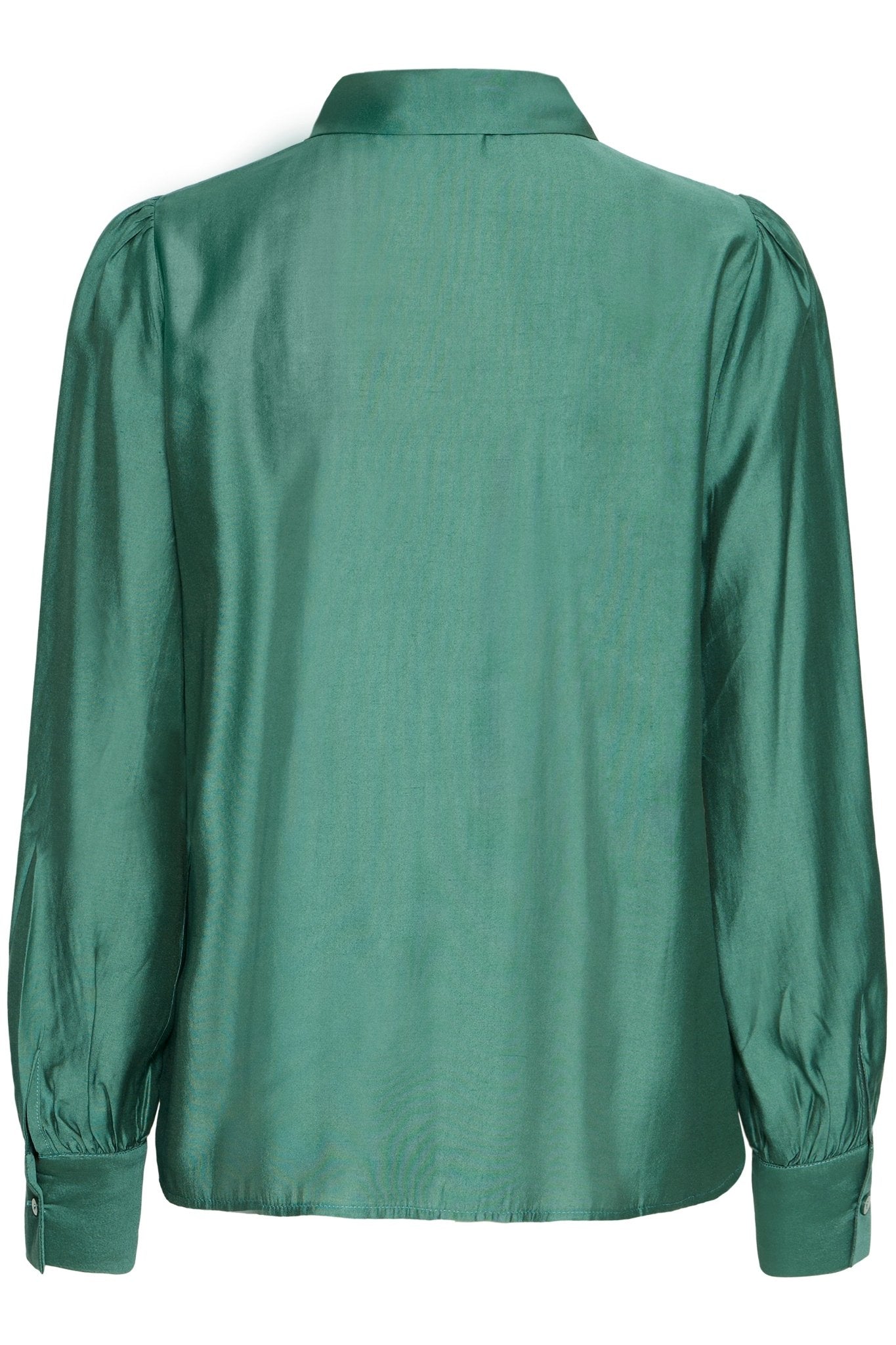 Shirt langarm Satinoptik smaragdgrün - Blossom Hair & Fashion