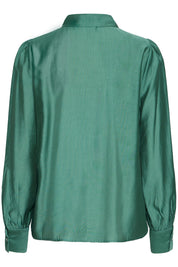 Shirt langarm Satinoptik smaragdgrün - Blossom Hair & Fashion
