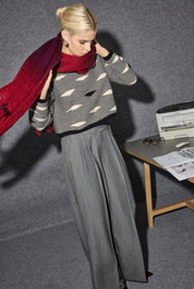 Strickpullover Baggy Fit Muster schwarz - creme - Blossom Hair & Fashion