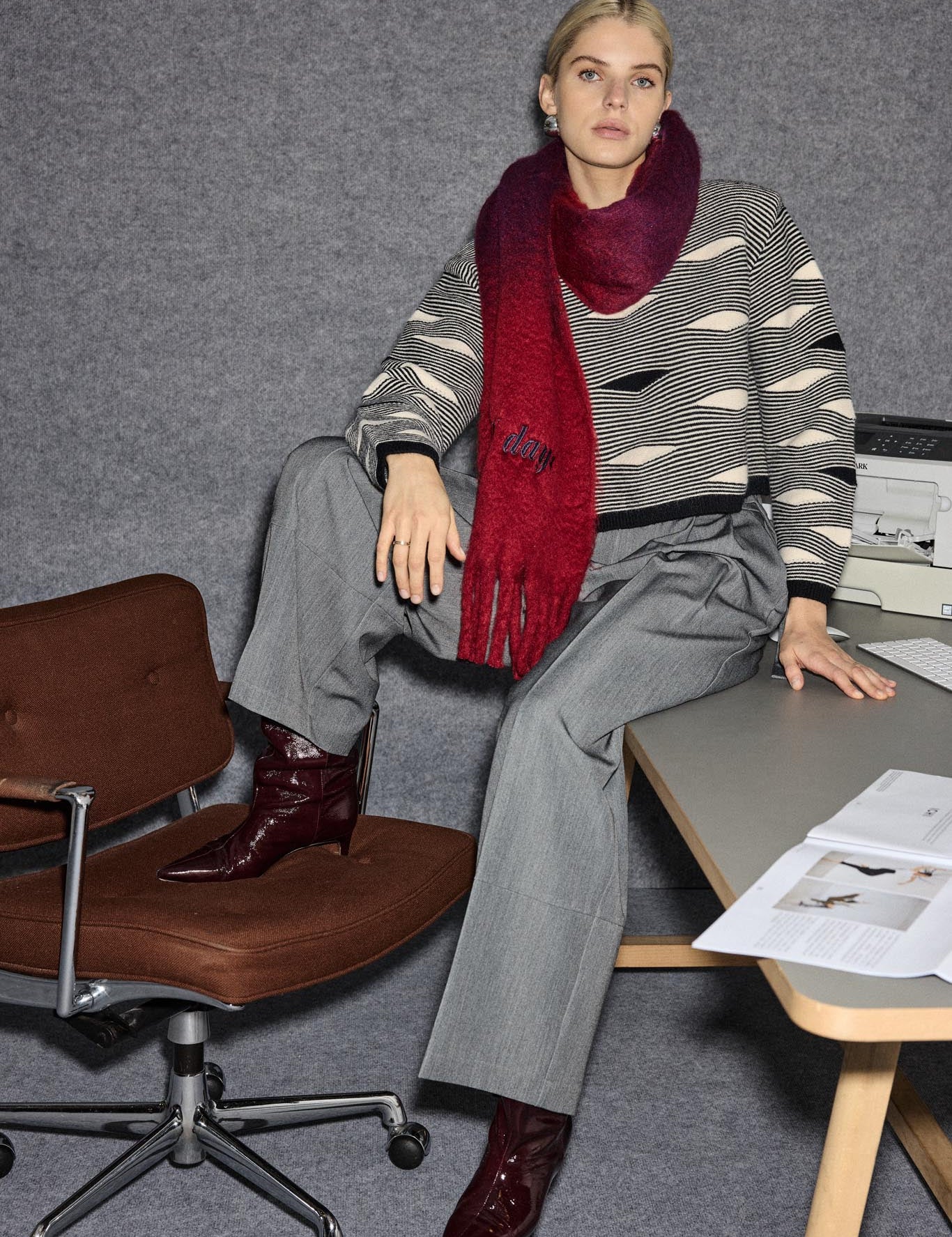 Strickpullover Baggy Fit Muster schwarz - creme - Blossom Hair & Fashion