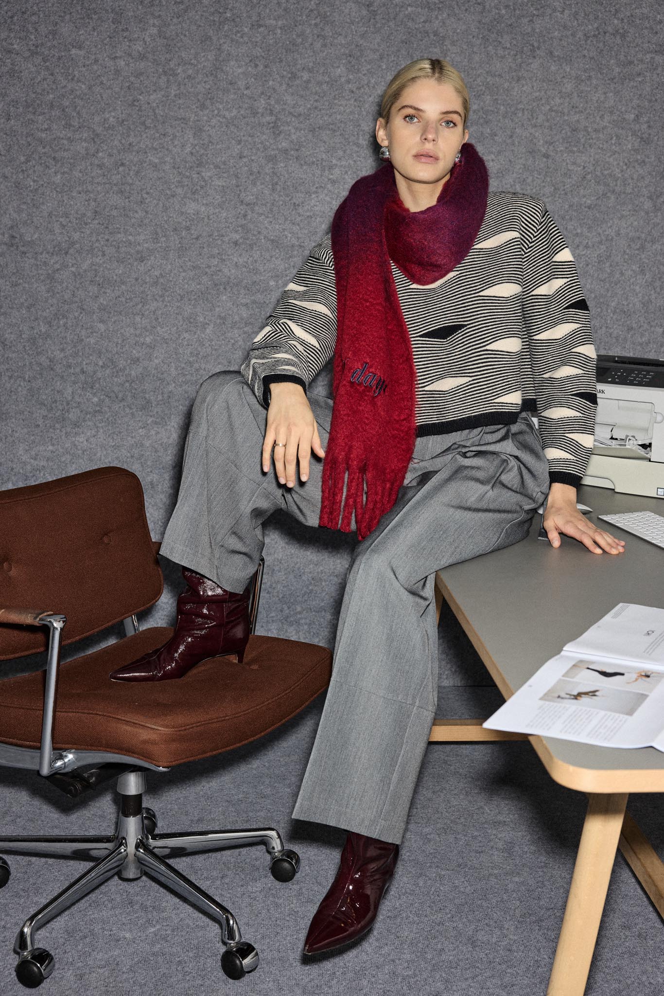 Strickpullover Baggy Fit Muster schwarz - creme - Blossom Hair & Fashion