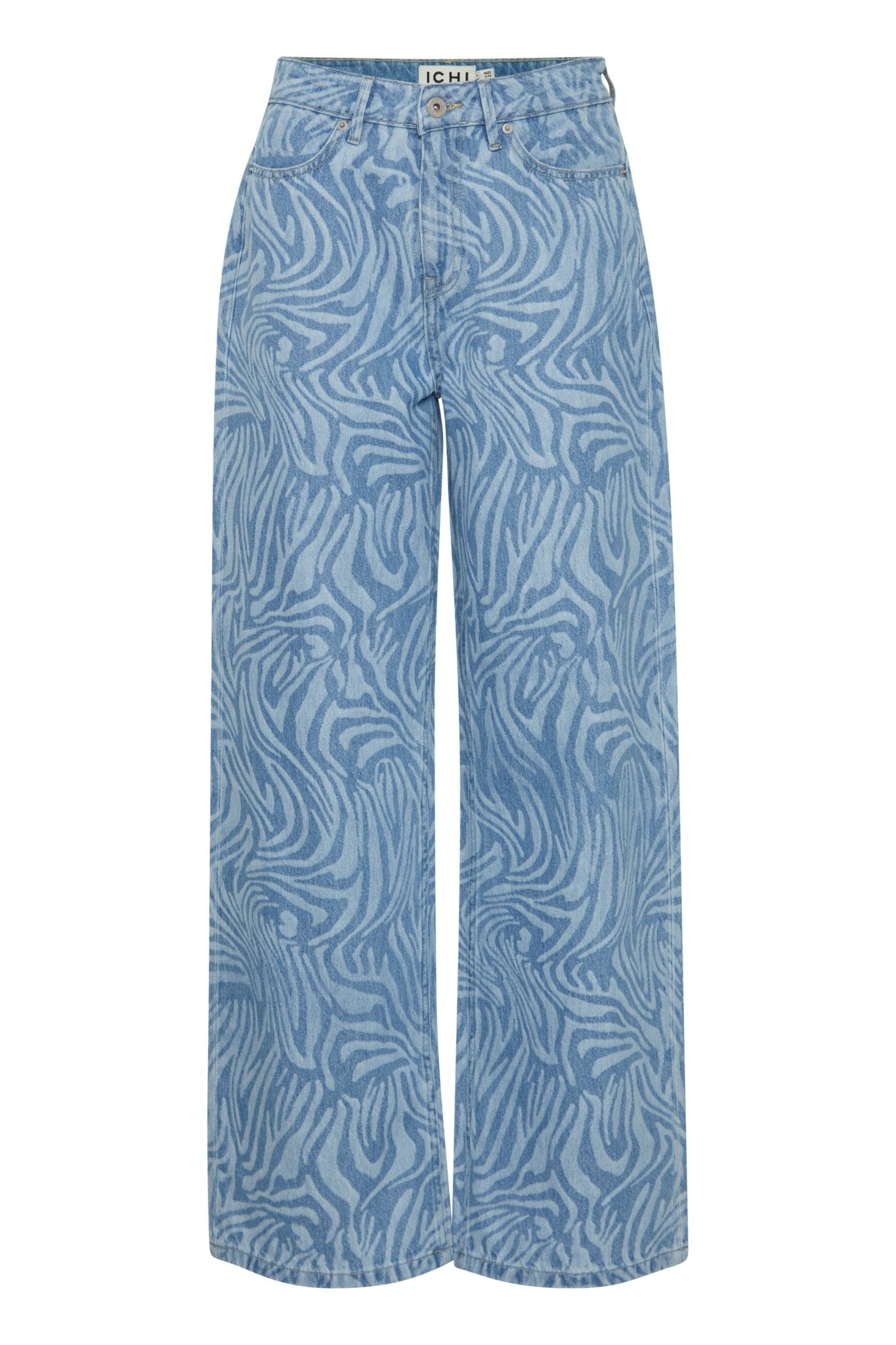 Gray Zebra Stripe Printed Wide Leg Jeans main image 0