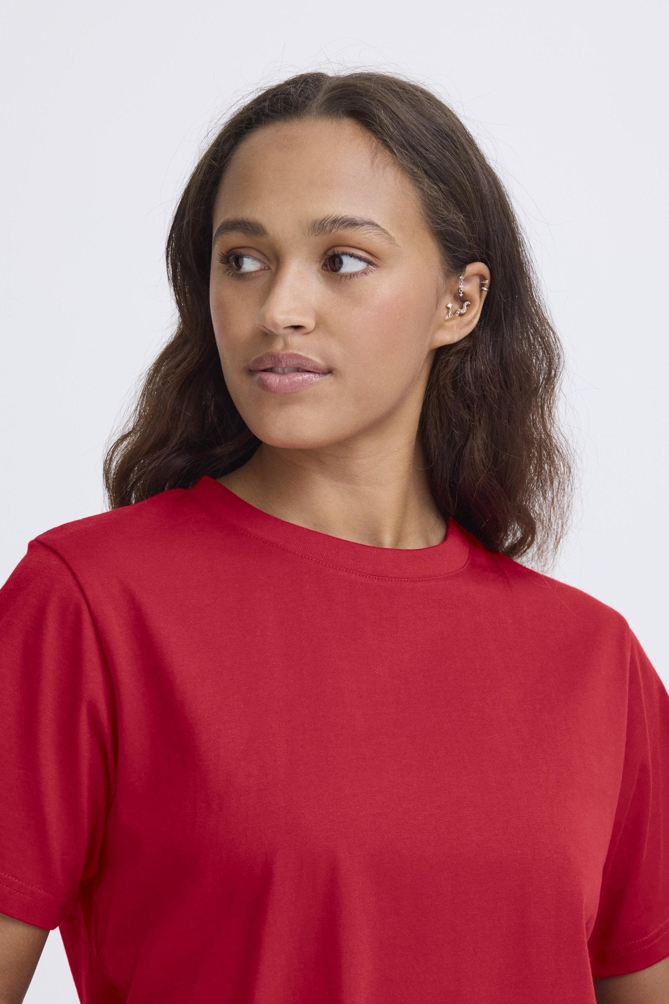 T-Shirt Loose Fit rot & blau - Blossom Hair & Fashion