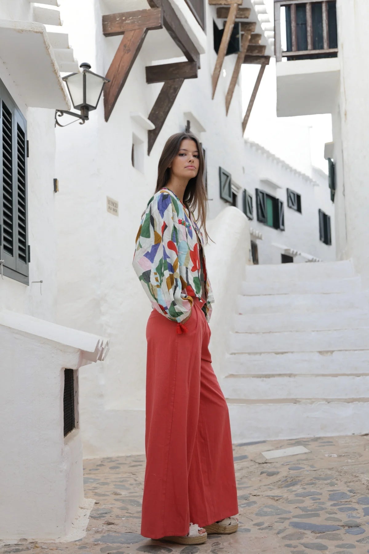 Weite Sommerhose aus Baumwolle in Weiß, Terracotta oder Beige - Blossom Hair & Fashion