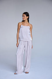 Weite Sommerhose in Seidenoptik – rosé - Blossom Hair & Fashion