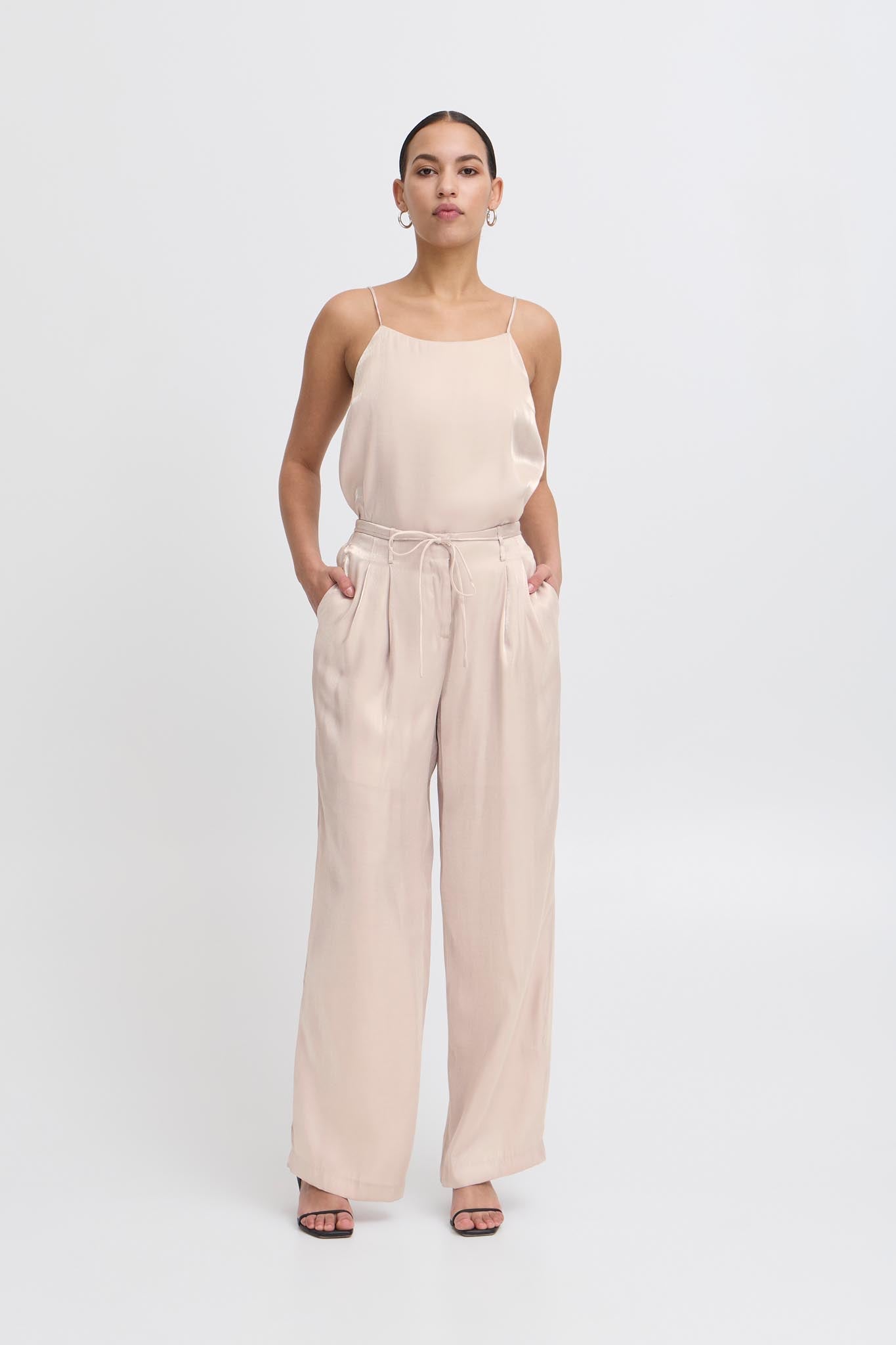 Weite Sommerhose in Seidenoptik – rosé - Blossom Hair & Fashion