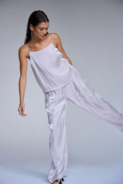 Weite Sommerhose in Seidenoptik – rosé - Blossom Hair & Fashion