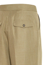 Weite Stoffhose mit Bundfalten in Khaki - Blossom Hair & Fashion