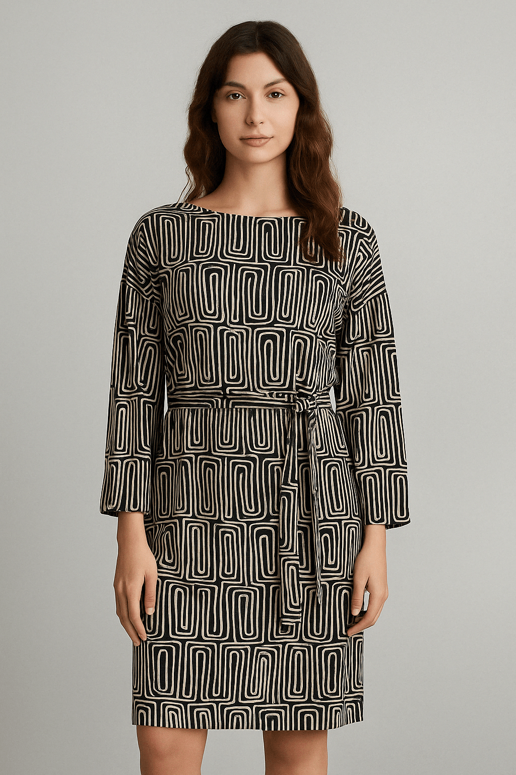 Zeitlos elegantes Kleid mit grafischem Muster - Blossom Hair & Fashion