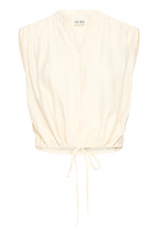 Ärmellose Bluse mit Bindeband in Creme