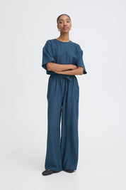 Wide Leg Hose in Petrol