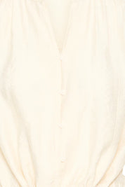 Ärmellose Bluse mit Bindeband in Creme