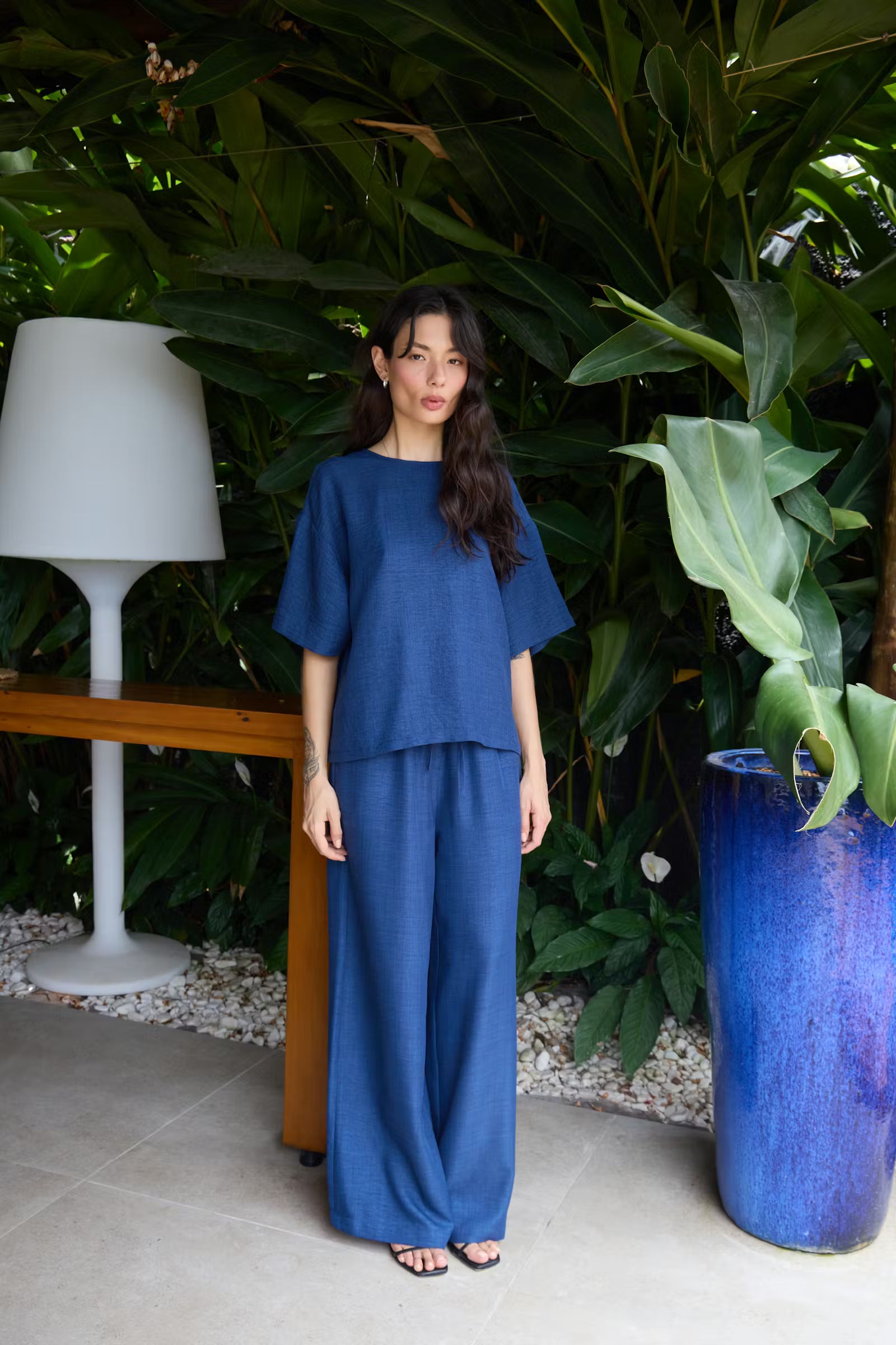 Oversize Bluse in Dunkelblau