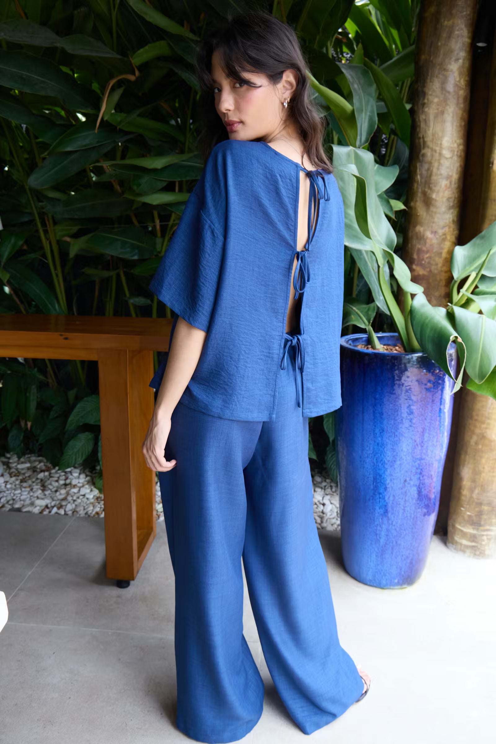Oversize Bluse in Dunkelblau
