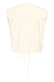 Ärmellose Bluse mit Bindeband in Creme