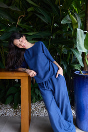 Oversize Bluse in Dunkelblau
