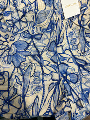 Leichte Viskose-Shorts mit Blumenprint in Blau