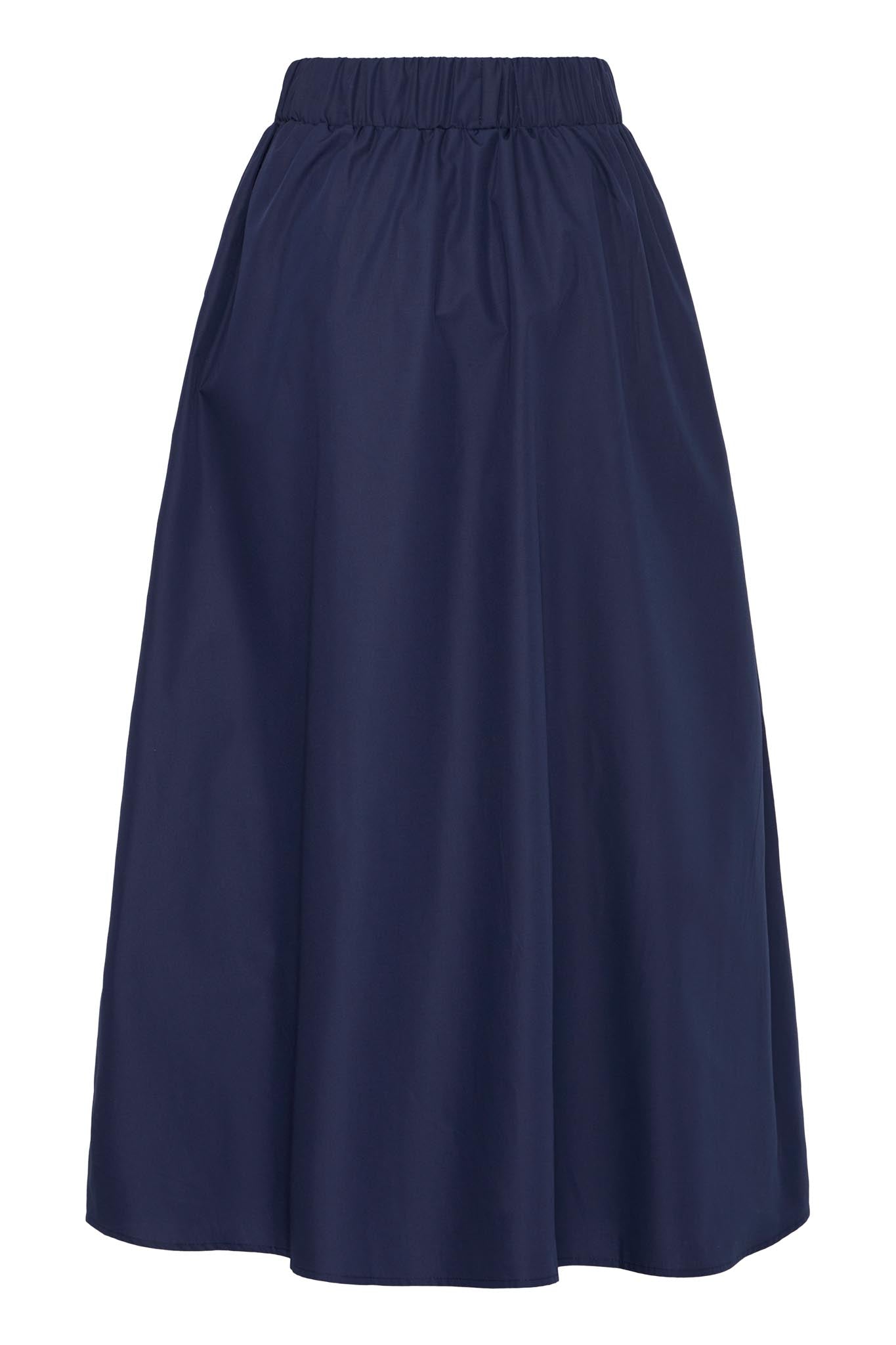 A - Linien - Midirock in Dunkelblau mit Gummibund - Blossom Hair & Fashion