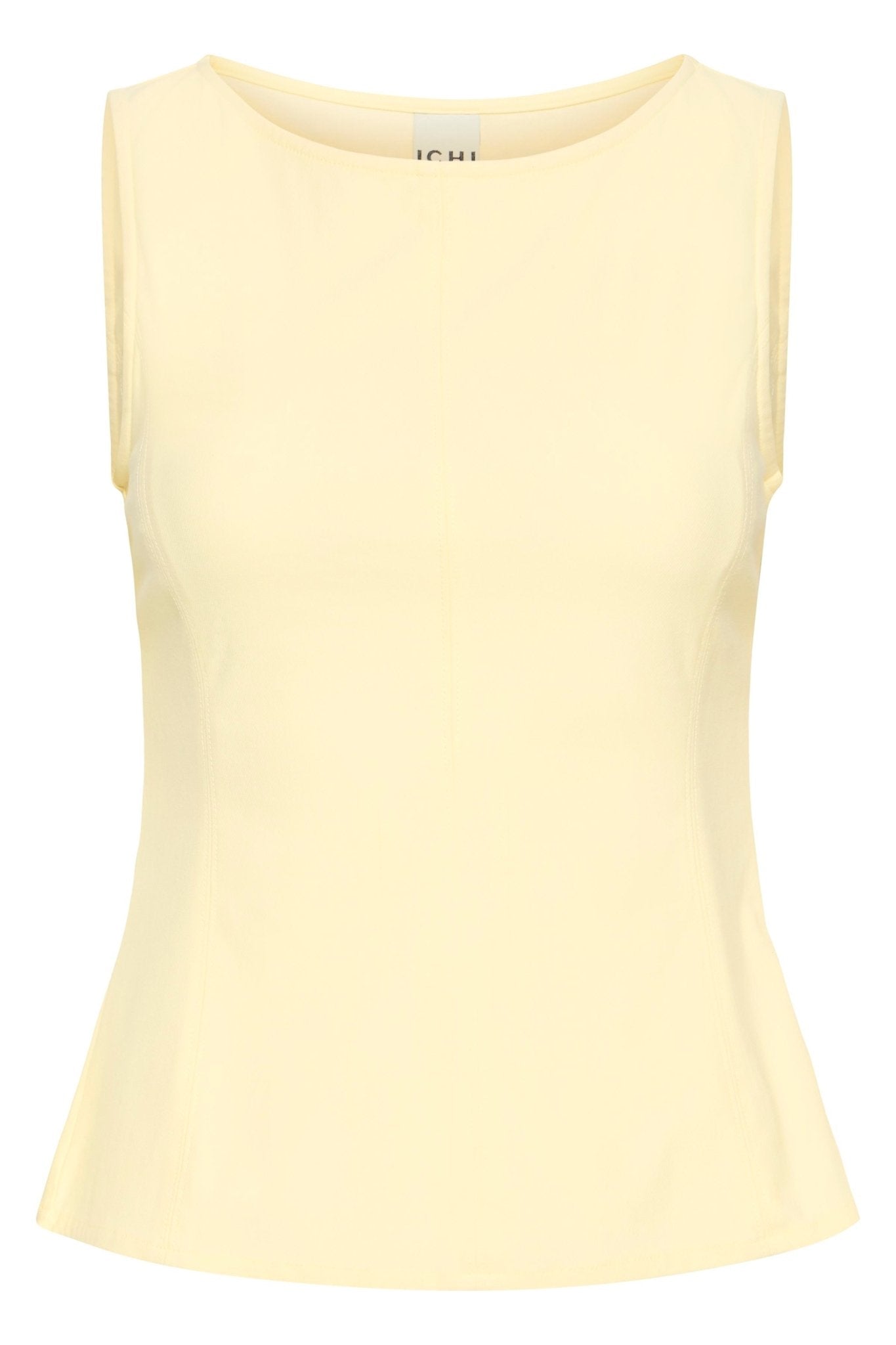 Ärmelloses Top in Pastellgelb mit U Boot Ausschnitt - Blossom Hair & Fashion