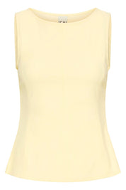 Ärmelloses Top in Pastellgelb mit U Boot Ausschnitt - Blossom Hair & Fashion
