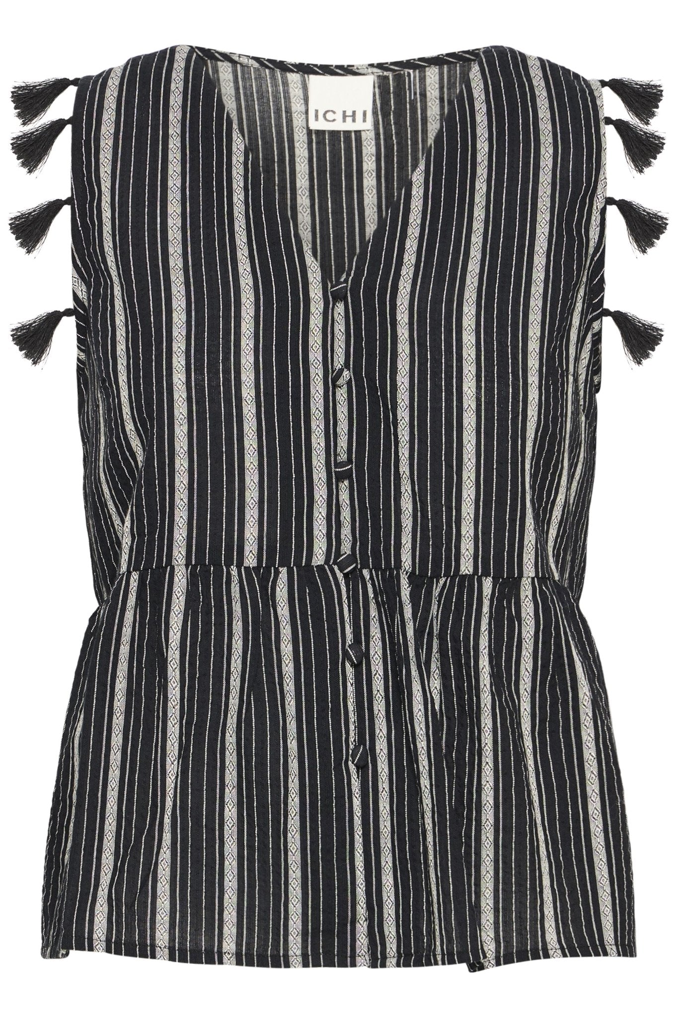 Ärmelloses Top mit Streifen in Schwarz - Blossom Hair & Fashion