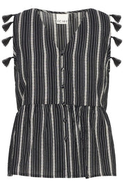 Ärmelloses Top mit Streifen in Schwarz - Blossom Hair & Fashion