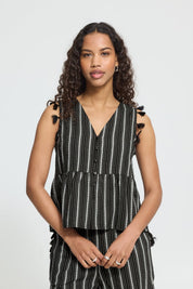 Ärmelloses Top mit Streifen in Schwarz - Blossom Hair & Fashion
