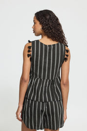 Ärmelloses Top mit Streifen in Schwarz - Blossom Hair & Fashion