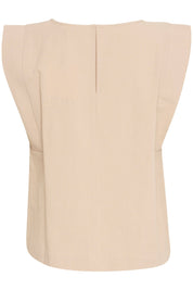 Ärmelloses Baumwolltop mit Rundhals in Beige oder Off - White - Blossom Hair & Fashion
