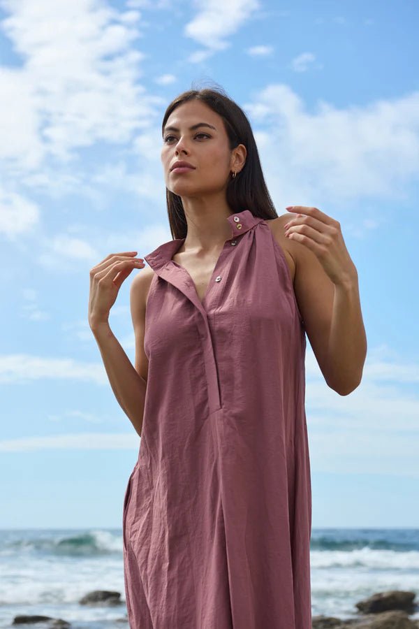 Ärmelloses Sommerkleid aus Tencel - Mix in zartem Grün oder Rosa - Blossom Hair & Fashion