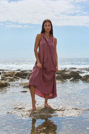 Ärmelloses Sommerkleid aus Tencel - Mix in zartem Grün oder Rosa - Blossom Hair & Fashion