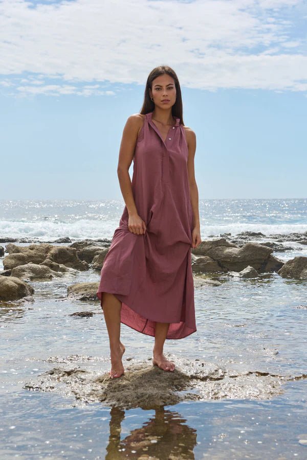 Ärmelloses Sommerkleid aus Tencel - Mix in zartem Grün oder Rosa - Blossom Hair & Fashion