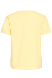 Basic Shirt mit Stickdetail in Hellgelb - Blossom Hair & Fashion