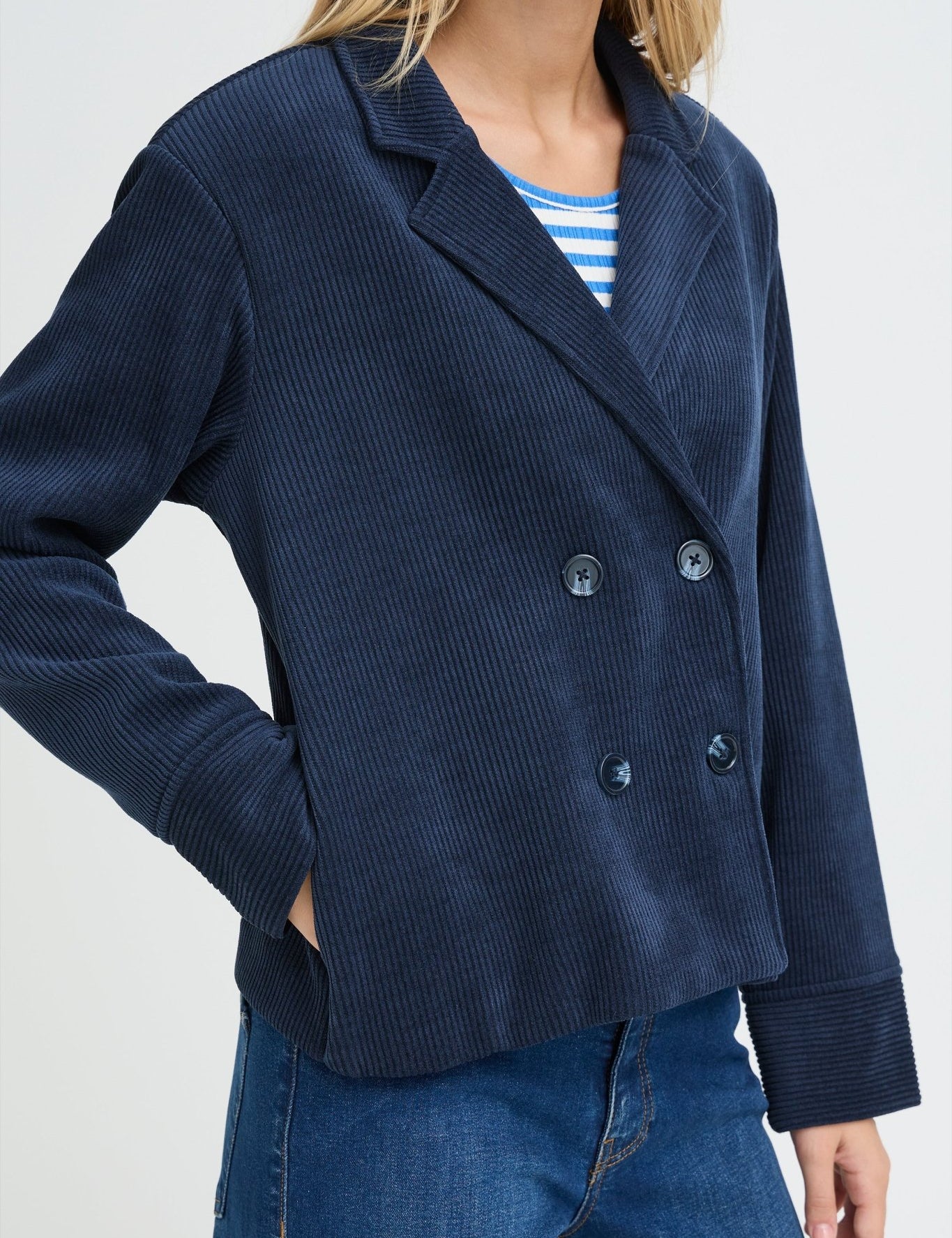 Blazer in Navy Cordoptik - Blossom Hair & Fashion