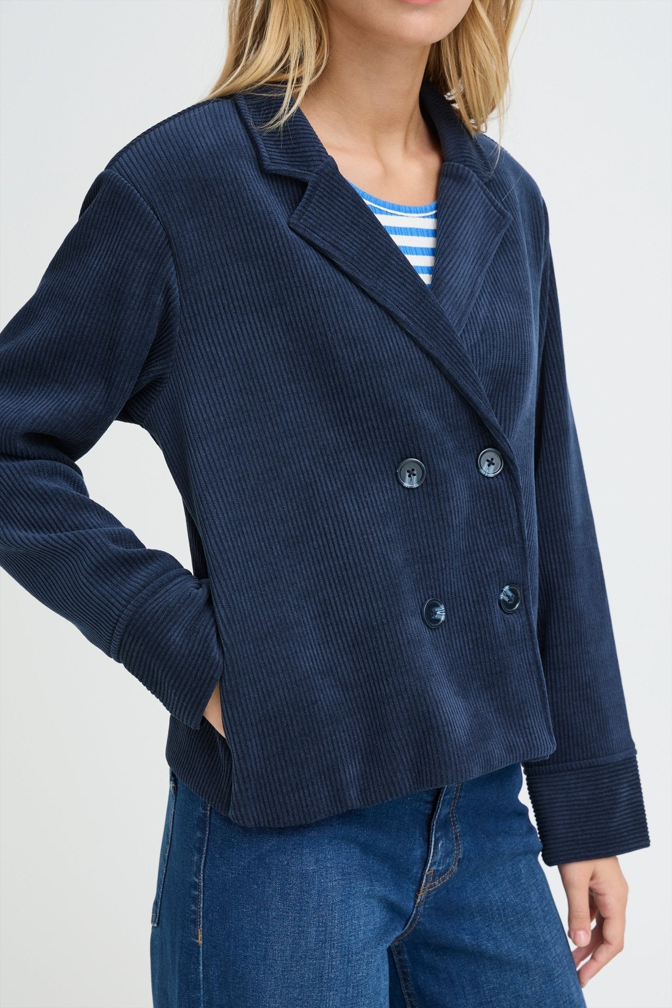 Blazer in Navy Cordoptik - Blossom Hair & Fashion