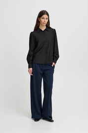 Bluse langarm in Schwarz oder Rot mit Kragen - Blossom Hair & Fashion
