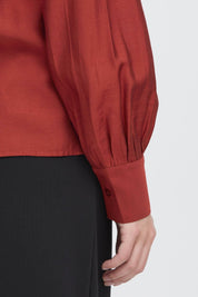 Bluse langarm in Schwarz oder Rot mit Kragen - Blossom Hair & Fashion