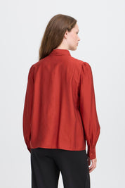 Bluse langarm in Schwarz oder Rot mit Kragen - Blossom Hair & Fashion