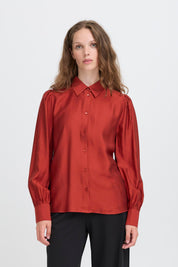 Bluse langarm in Schwarz oder Rot mit Kragen - Blossom Hair & Fashion